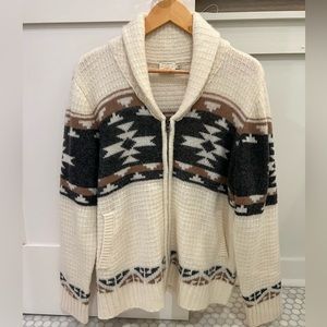 Faherty B. Yellowtail Fairisle Zip Cardigan Sweater in Great Plains Size Medium